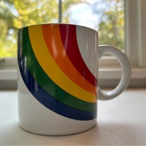 Vintage FTD rainbow white ceramic mug 1984 made in Korea